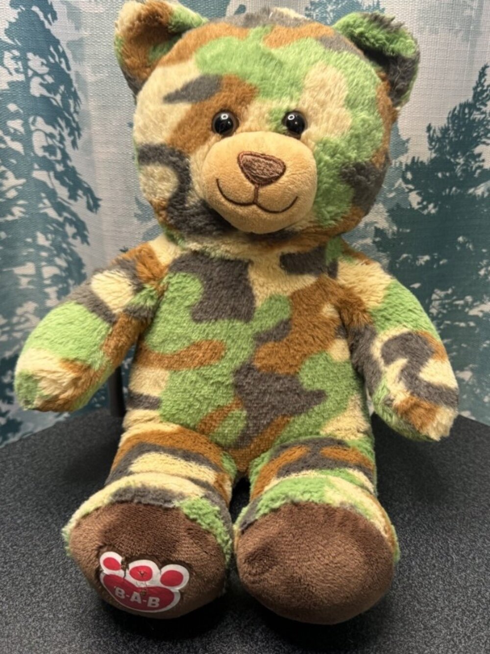 Build-A-Bear BAB Camo Teddy Bear 16” Stuffed Plush Woodland Retired 2021